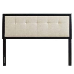 Alternative view of Modway Draper Tufted Queen Fabric and Wood Headboard – Walnut Charcoal