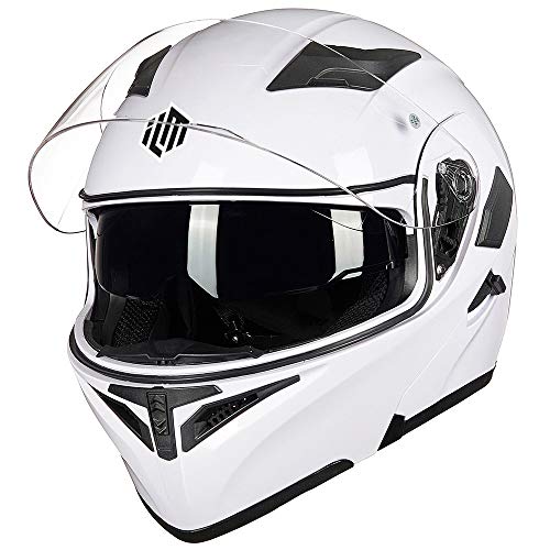 ILM Motorcycle Dual Visor Flip up Modular Full Face Helmet DOT 6 Colors Model 902 - Image 50