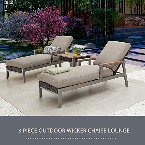 LOKATSE HOME Outdoor Patio Chaise Lounge Chair Cushion Furniture Reclining Adjustable with Armrest for Pool, Deck or Yard, Dark Gray - Image 7