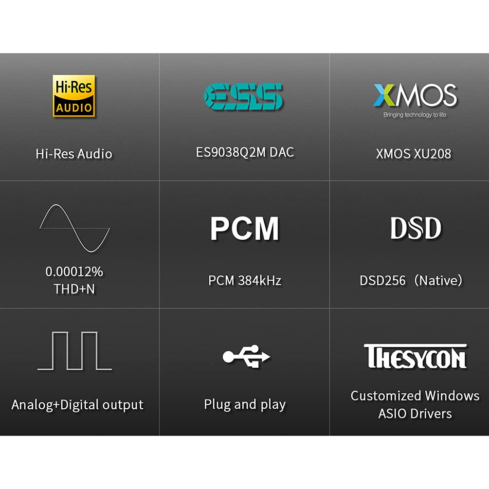 Topping D10 Balanced USB Converter HiFi Converters TRS/XLR/Opt/Coax Output ES9038Q2M XMOS XU208 PCM384KHz DSD256 Digital to Analog Converter Home Audio DAC (Black) - Image 5