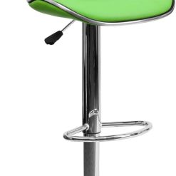 Flash Furniture Contemporary Cozy Mid-Back Vinyl Adjustable Height Barstool with Chrome Base, Green