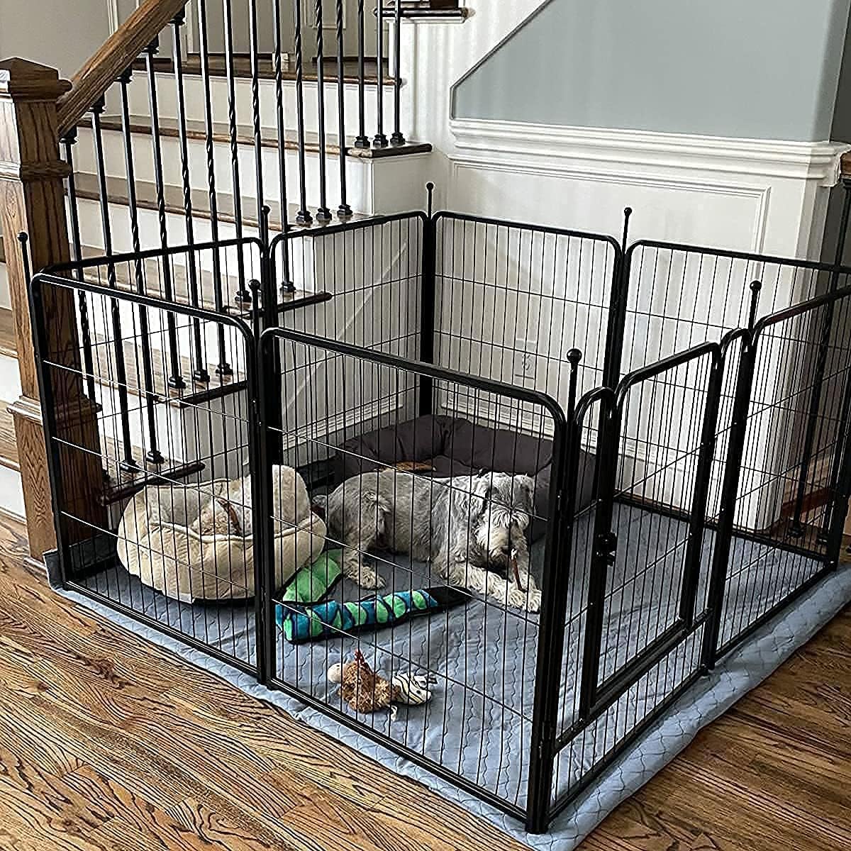 FXW Dog Pen Playpen, 8/32 Panels Pet Fence Playpen Gate Cage Kennel Indoor Outdoor Yard RV Camping for Puppies Small/Medium/Large Dogs, 32 Height - Image 2