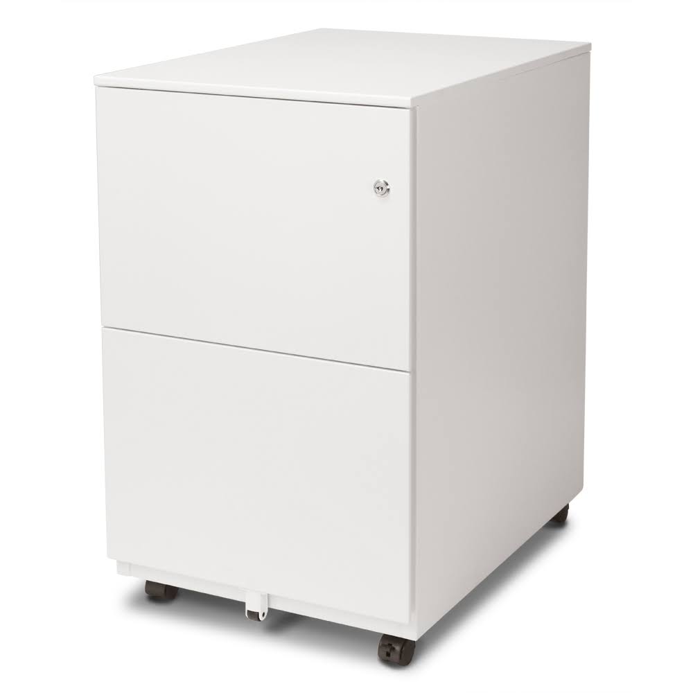 Aurora FC-102WT Modern Soho Design 2-Drawer Metal Mobile File Cabinet with Lock Key/ Fully Assembled, White