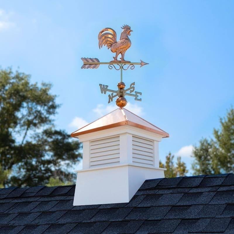 Good Directions Manchester 18 in. x 18 in. x 40 in. Square Vinyl Cupola with Rooster Weathervane - Image 2