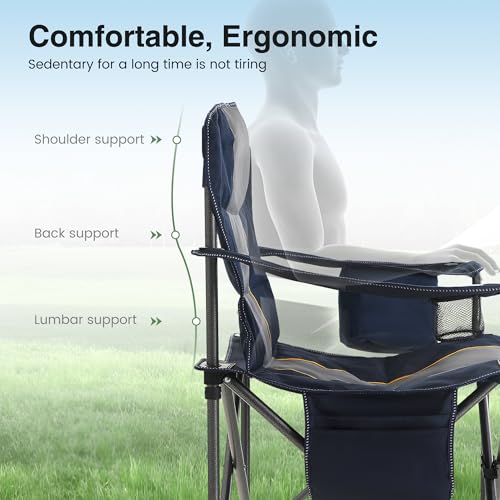 Camping Folding Chair, Heavy Duty Oversized Portable Outdoor Chair, Foldable Camp Chair with Cup Holder and Cooler Bag Support 450 LBS, Green?? - Image 7